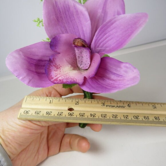 Purple Orchid Faux Floral Corsage or tiny floral arrangement 7x4 - Picture 8 of 9